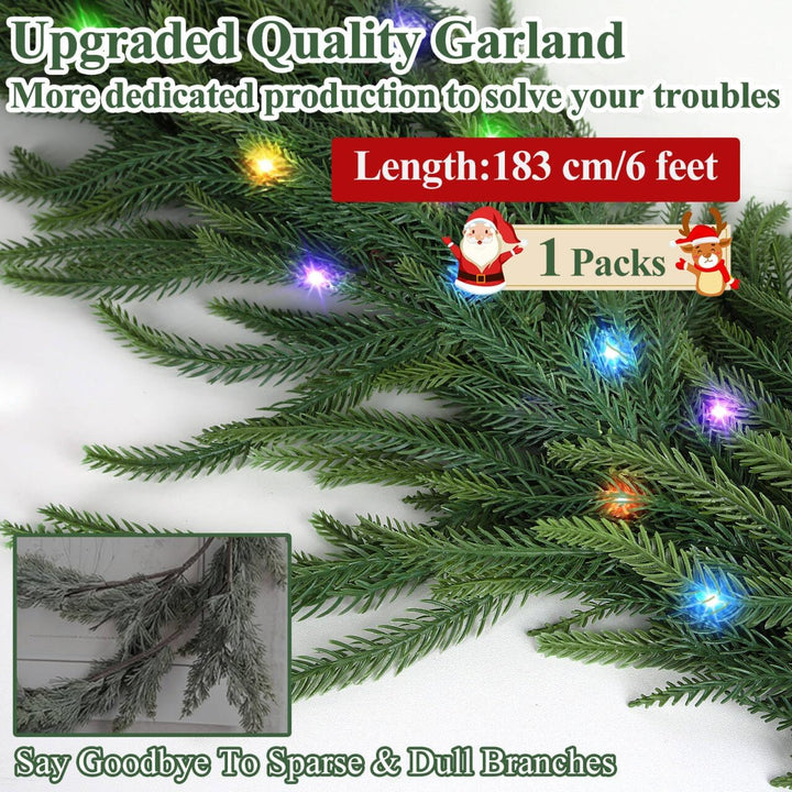12FT (2 * 6FT) Christmas Norfolk Pine Garland