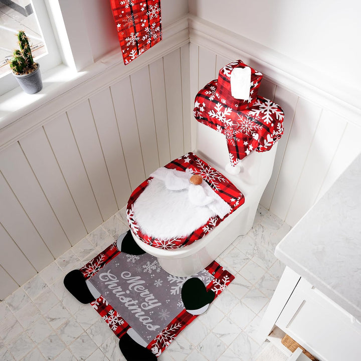 5 Pieces Christmas Theme Bathroom Decoration