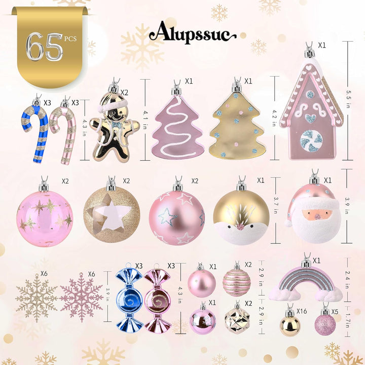 65pcs Christmas Balls Ornaments Set