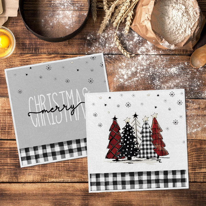 Artoid Mode Red Black Buffalo Plaid Snowman, Set of 4