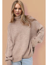 Basic Bae Side Slit Turtleneck Long Sleeve Sweater