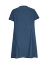 Full Size Notched Short Sleeve Denim Dress - Cocoa Yacht Club