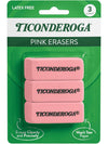 Ticonderoga Wedge Erasers, Pink, 3 Count