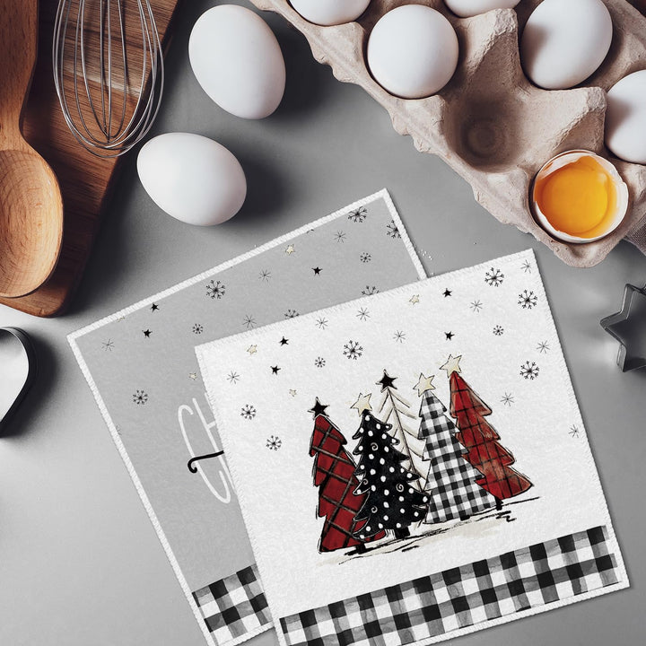 Artoid Mode Red Black Buffalo Plaid Snowman, Set of 4