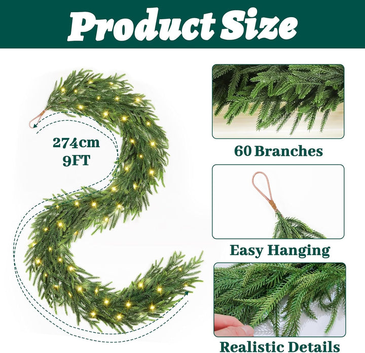 12FT (2 * 6FT) Christmas Norfolk Pine Garland
