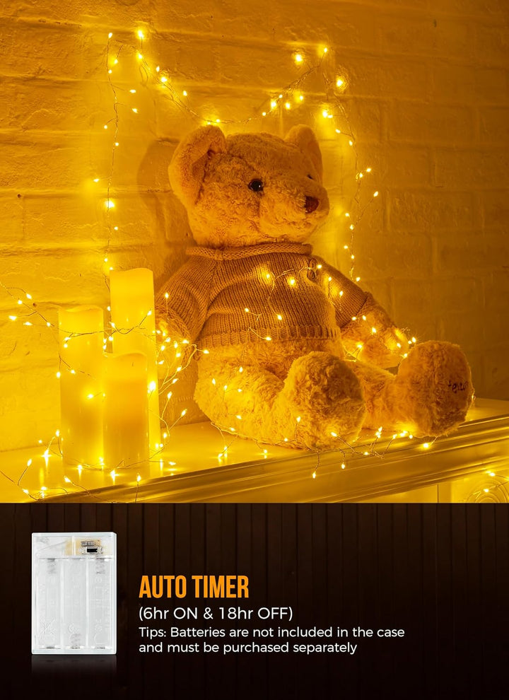 Fairy Lights Battery Operated, 10Ft 120 LEDs