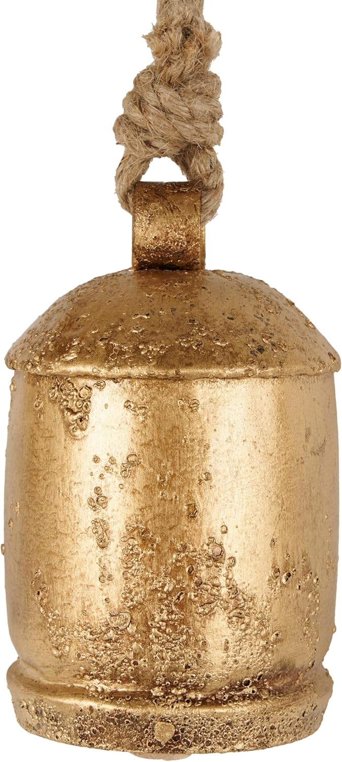 Deco 79 Gold Metal Tibetan Inspired Decorative Giant XL Cow Bells