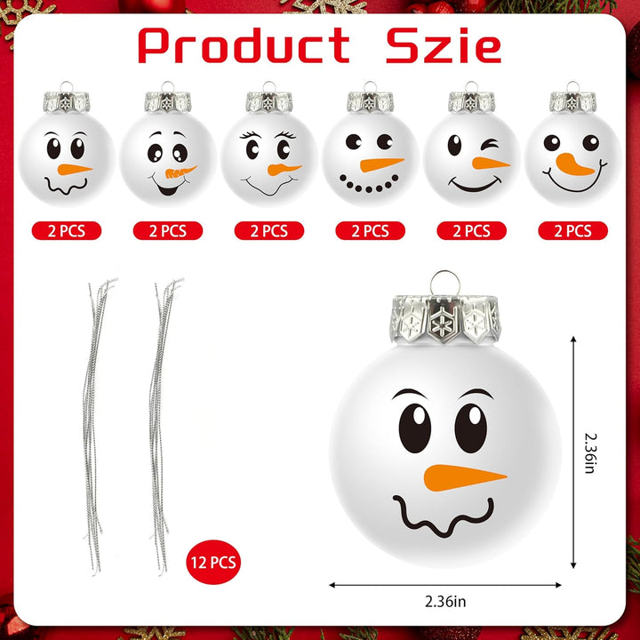 Snowman Face Christmas Ball Ornaments for Tree