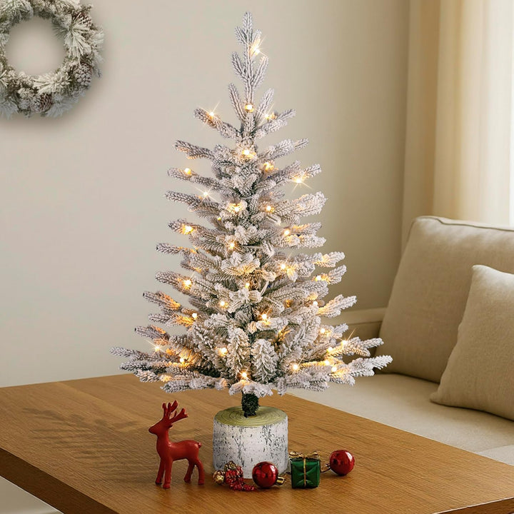 International 4.5ft Pre-Lit Potted Flocked Arctic Fir Christmas Tree