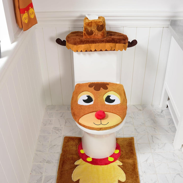 5 Pieces Christmas Theme Bathroom Decoration