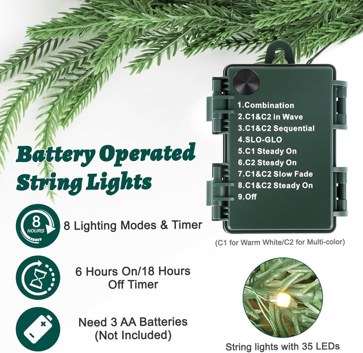 12FT (2 * 6FT) Christmas Norfolk Pine Garland