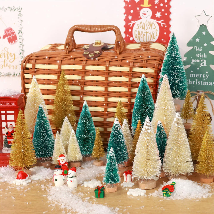 30Pcs Christmas Decorations Mini Christmas Trees