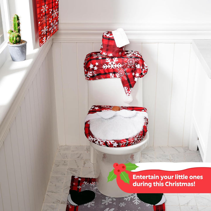5 Pieces Christmas Theme Bathroom Decoration