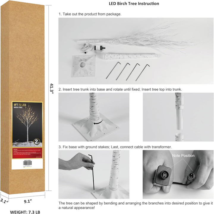 LED Birch Tree Light Set