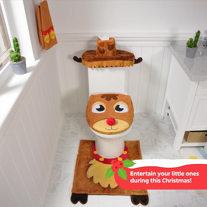 5 Pieces Christmas Theme Bathroom Decoration