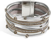 Gold Full Diamond Leather Wide Magnetic Buckle Bracelet