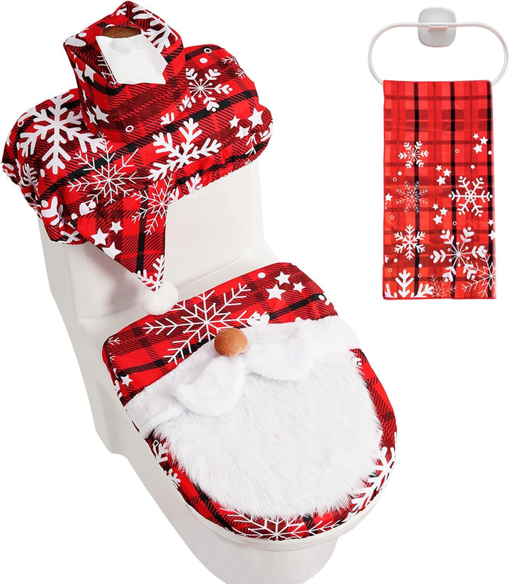 5 Pieces Christmas Theme Bathroom Decoration