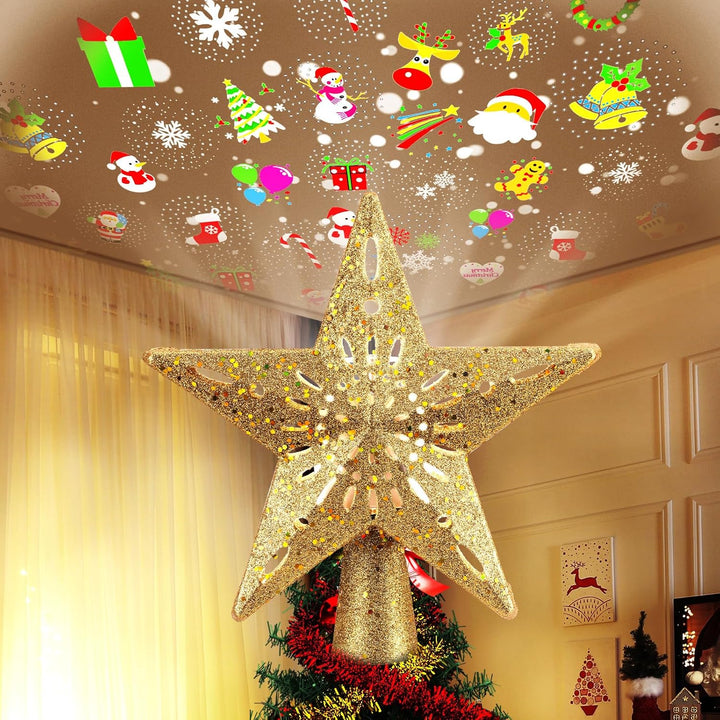 Christmas Star Tree Topper with Built-in Led
