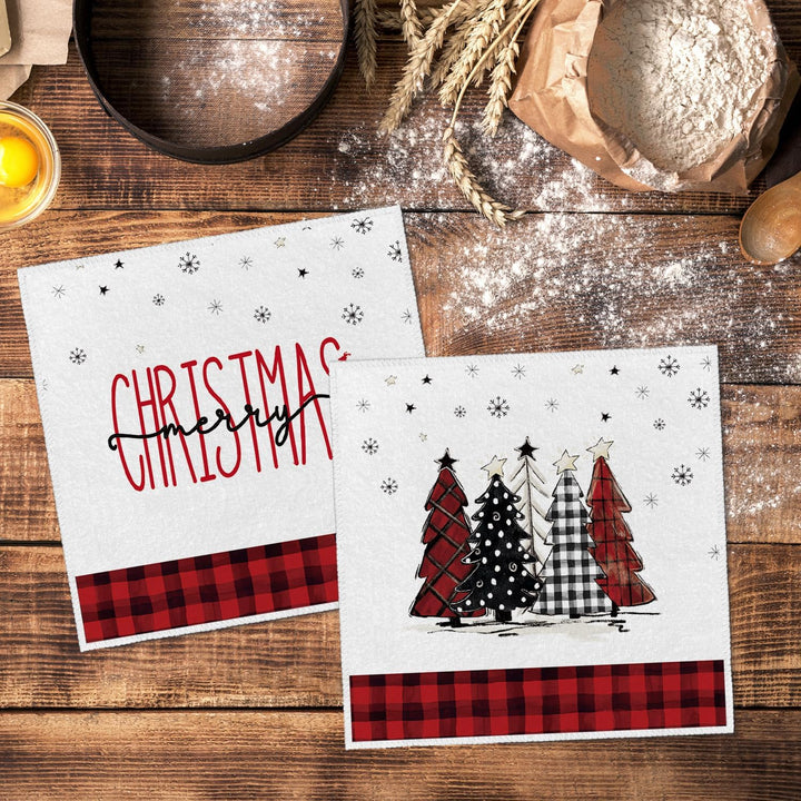 Artoid Mode Red Black Buffalo Plaid Snowman, Set of 4