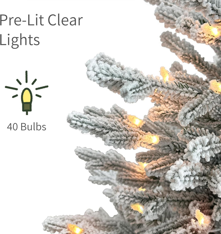 International 4.5ft Pre-Lit Potted Flocked Arctic Fir Christmas Tree