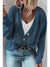 Real Teal Hollow Knit V Neck Button Front Plus Size Cardigan