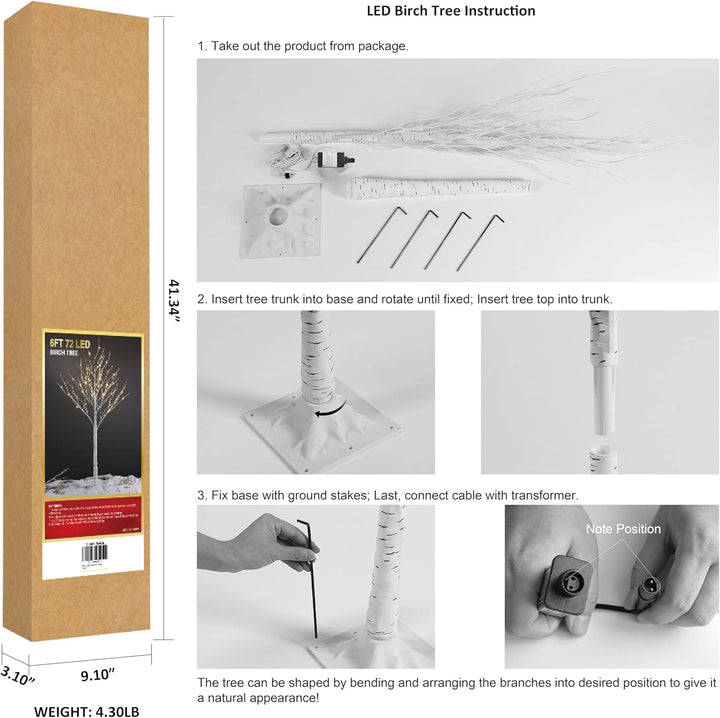LED Birch Tree Light Set