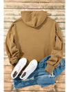 Smoke Green Half Zipper Kangaroo Pockets Drop Shoulder Hoodie