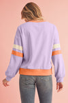 Orchid Rib Patchwork Drop Shoulder V Neck Sweatshirt