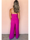 Bright Pink Bowknot Strapless Wide Leg Jumpsuit