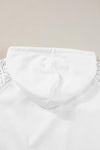 White Lace Patchwork Hollow Out Sleeve Drawstring Hoodie