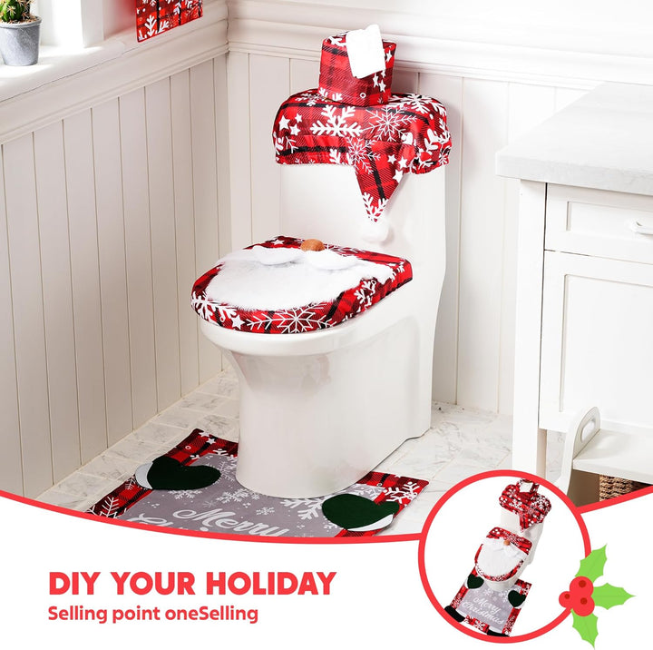 5 Pieces Christmas Theme Bathroom Decoration