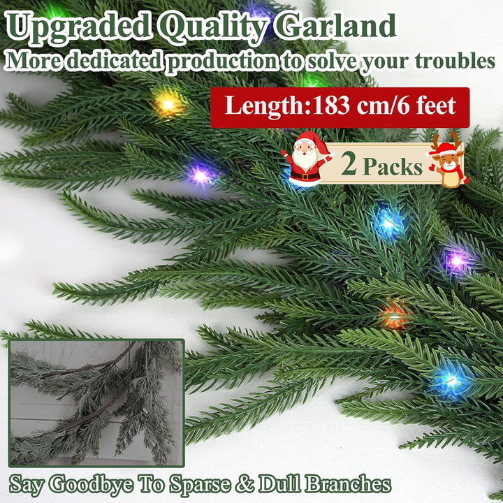 12FT (2 * 6FT) Christmas Norfolk Pine Garland