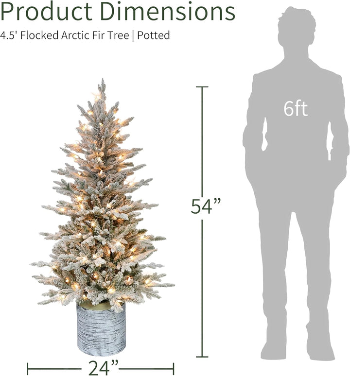 International 4.5ft Pre-Lit Potted Flocked Arctic Fir Christmas Tree