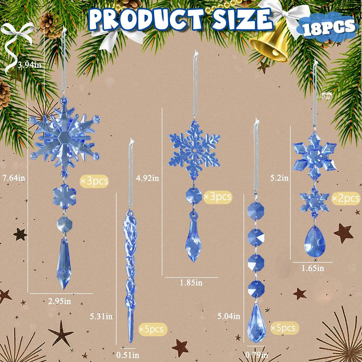 18pcs Crystal Christmas Ornaments