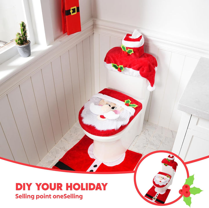 5 Pieces Christmas Theme Bathroom Decoration