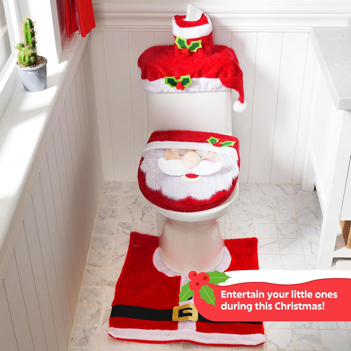5 Pieces Christmas Theme Bathroom Decoration