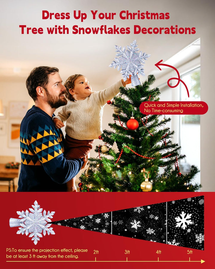 Christmas Star Tree Topper with Built-in Led