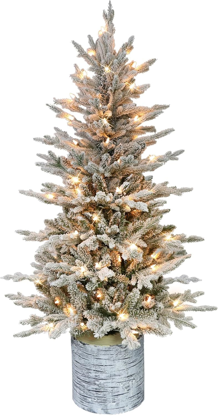 International 4.5ft Pre-Lit Potted Flocked Arctic Fir Christmas Tree