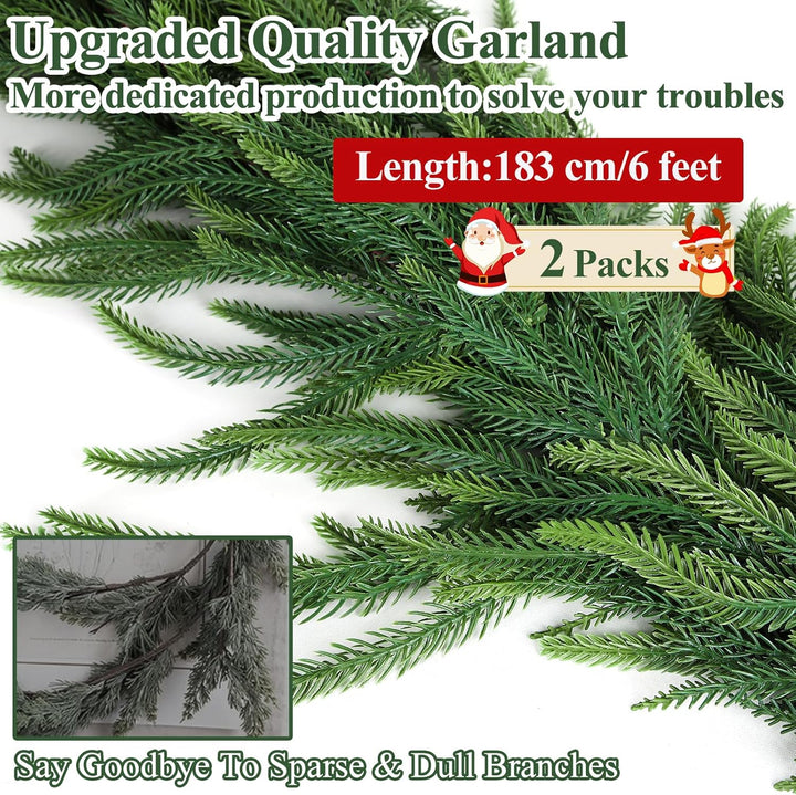 12FT (2 * 6FT) Christmas Norfolk Pine Garland