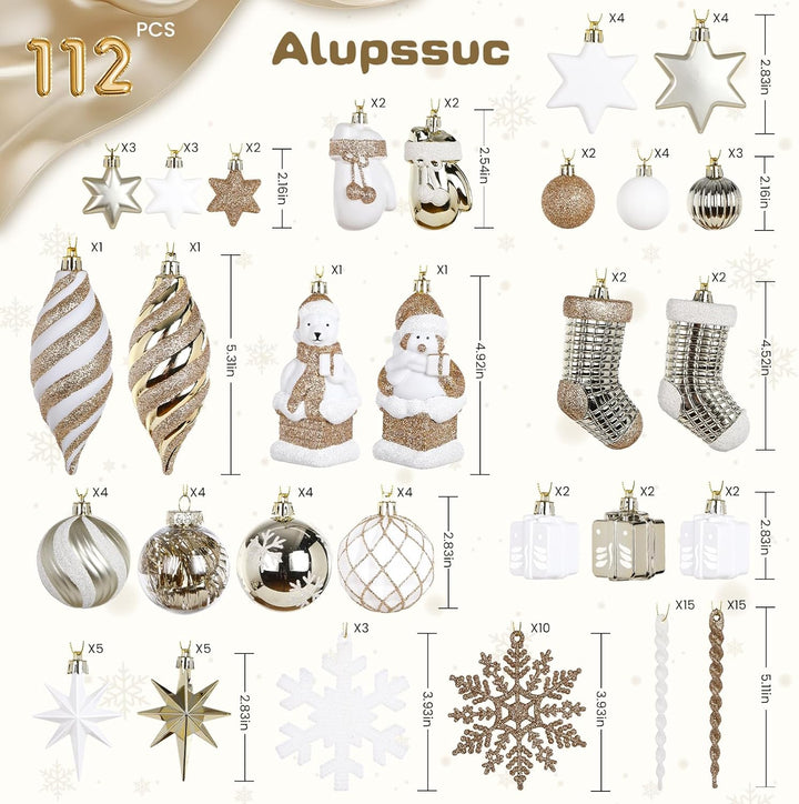 112pcs Christmas Balls Ornaments Set