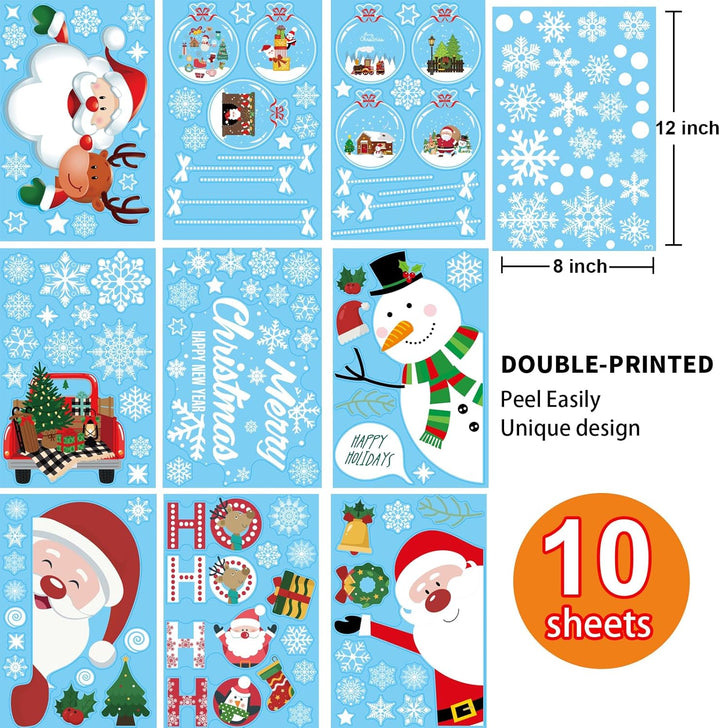 Christmas Window Clings Decorations, 10 Sheets