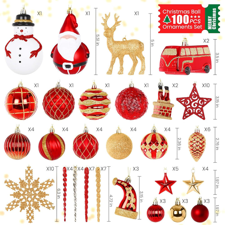 Alupssuc 100 Pcs Christmas Ball Ornaments Set