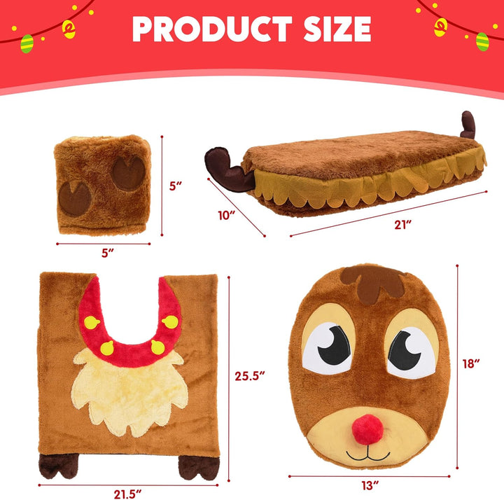 5 Pieces Christmas Theme Bathroom Decoration