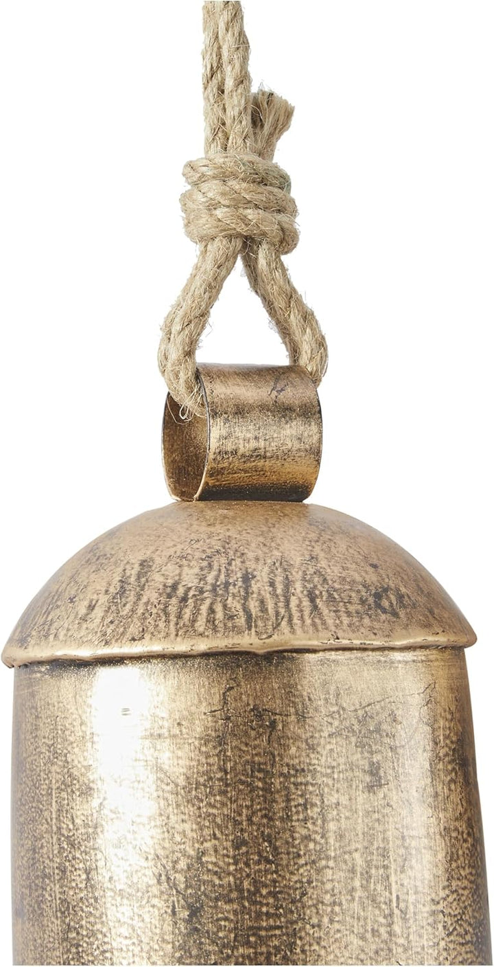 Deco 79 Gold Metal Tibetan Inspired Decorative Giant XL Cow Bells