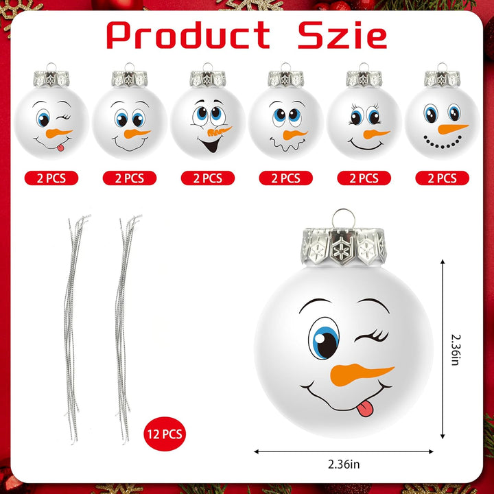 Snowman Face Christmas Ball Ornaments for Tree