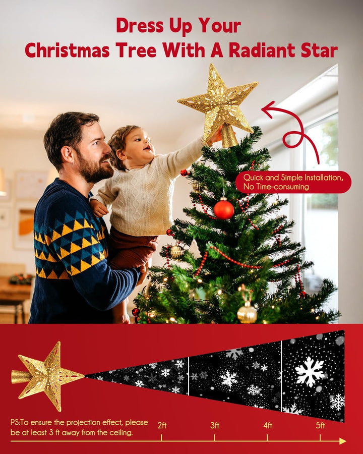 Christmas Star Tree Topper with Built-in Led