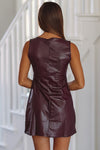 Wild GingerFaux Leather Sleeveless Round Neck Mini Dress