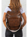 Dark Brown Tassel Decor Retro PU Large Capacity Backpack