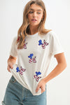 White Patriotic Sequin Balloon Puppy Graphic Crewneck Tee