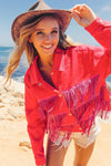 BiBi Rhinestone Fringe with Studed Collar Jacket